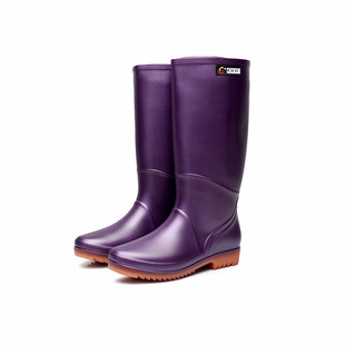 New Fashion Korean Style High Rain Shoes Women's Water Shoes with Beef Bottom Rain Boots Women's Non-Slip Waterproof Cover Shoes Glue Shoes