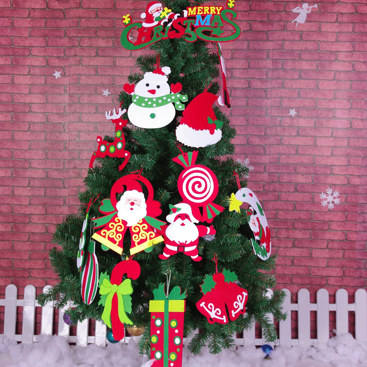 厂家供应毛毡圣诞树装饰品 圣诞节日红绿装扮树挂件