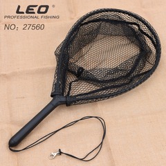 27560 LEO [Black Rubber-Coated Fly Fishing Landing Net] Single-Section Net with Detachable Handle