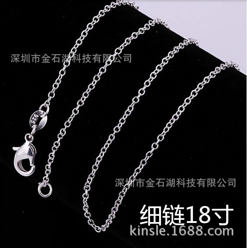 16-24 дюймов медь посеребренная тонкая цепочка Мода Rolo серебряные ювелирные изделия кулон цепочка крест тонкая цепочка ожерелье Внешняя торговля поставка