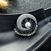 Fashionable rotating crystal, small design brooch, protective underware lapel pin, pin, accessories, Korean style, trend of season