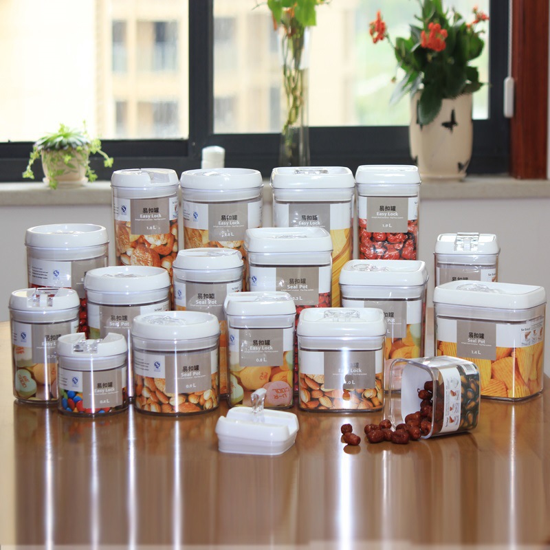 Factory wholesale transparent sealed cans storage cans plastic storage box easy-to-buckle cans multi-specification kitchen storage cans