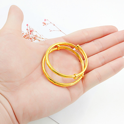 Wholesale gold-plated copper color-preserving children's push-pull bracelets, baby and children's one-year-old gifts, wholesale supply