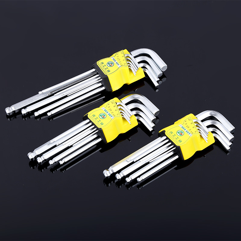 厂家供应球头内六角扳手9件套 内六角扳手套装中长六角匙 L扳手