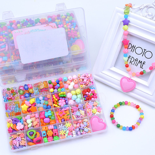 Yiwu dropshipping creative children's beaded toy set girls diy handmade educational bead necklace wholesale