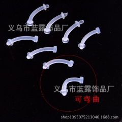 Korean Version New Product, Personalized Silicone Acrylic Transparent Curved Soft Rod Navel Ring Invisible Navel Pin, Foreign Trade Accessory
