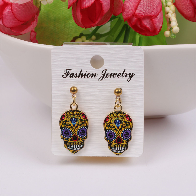 AliExpress popular de Halloween cráneo Stud pendientes original punk cráneo pendientes gota para el oído