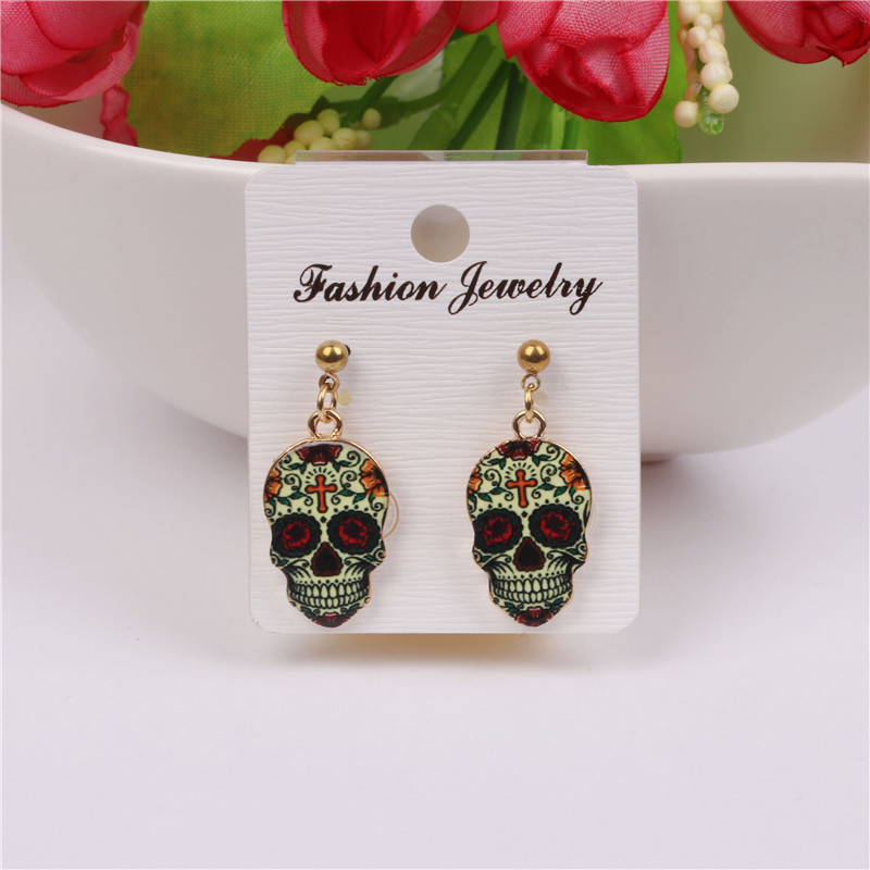 AliExpress popular de Halloween cráneo Stud pendientes original punk cráneo pendientes gota para el oído