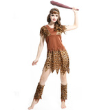 Хэллоуинская одежда Cos исполняет одежду, взрослые мужчины и женщины, коренные народы, индийский леопардовый дикая одежда
