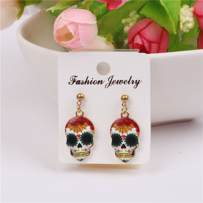 AliExpress popular de Halloween cráneo Stud pendientes original punk cráneo pendientes gota para el oído