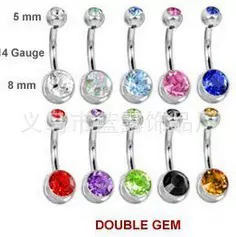 彩色双钻脐钉批发欧美跨境不锈钢简约组合套装超闪圆球款穿刺饰品