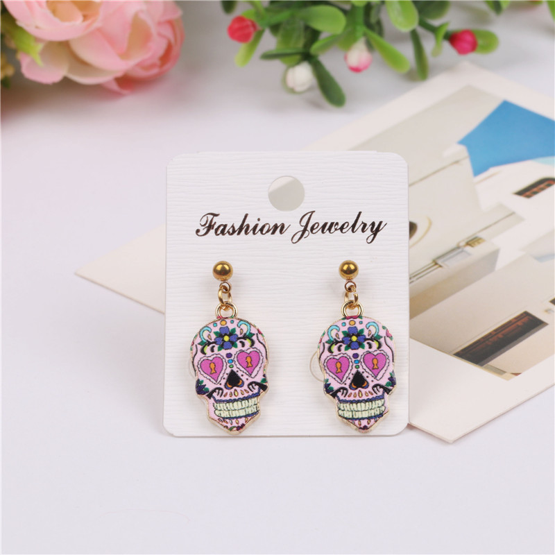 AliExpress popular de Halloween cráneo Stud pendientes original punk cráneo pendientes gota para el oído