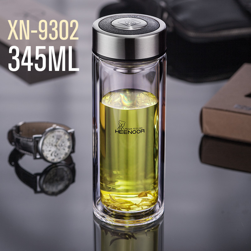 希诺双层玻璃杯家用商务便携办公泡茶杯礼品杯9302|undefined