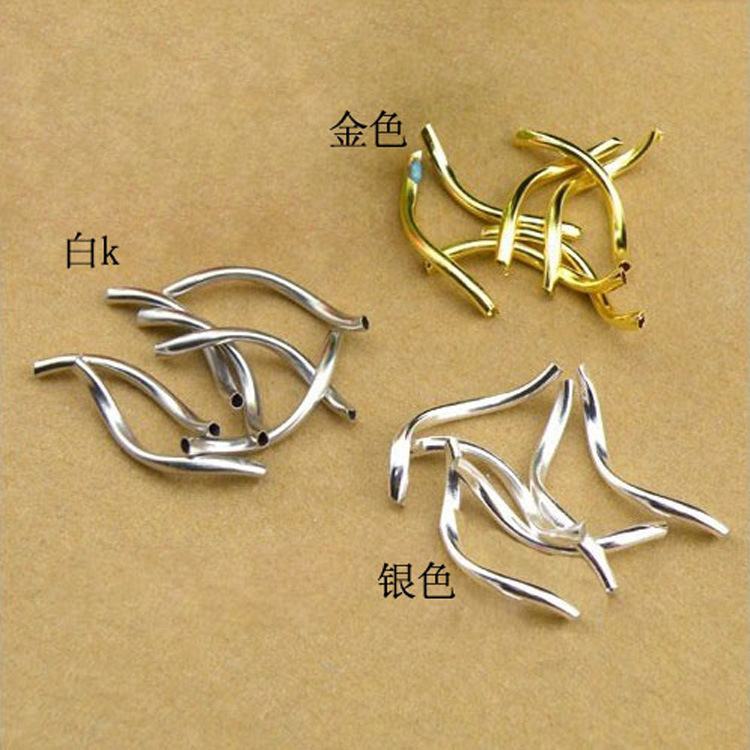 50 pcs/bag elbow diy handmade jewelry material smooth twisted S tube bracelet accessories wholesale 2*25mmF12