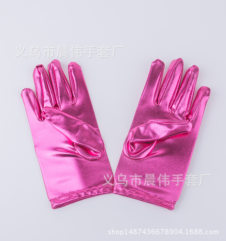 Guantes de cuero brillantes para niños transfronterizos guantes de rendimiento de etapa guantes para niños