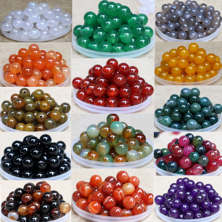 Natural Stone Red Agate Loose Beads Beaded Bracelet Chalcedony Agate Round Beads DIY Jewelry Accessories Loose Beads Wholesale