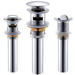 Manufacturer wholesale copper body stainless steel tube electroplating spring basin drain with overflow hole ceramic basin large cover drain