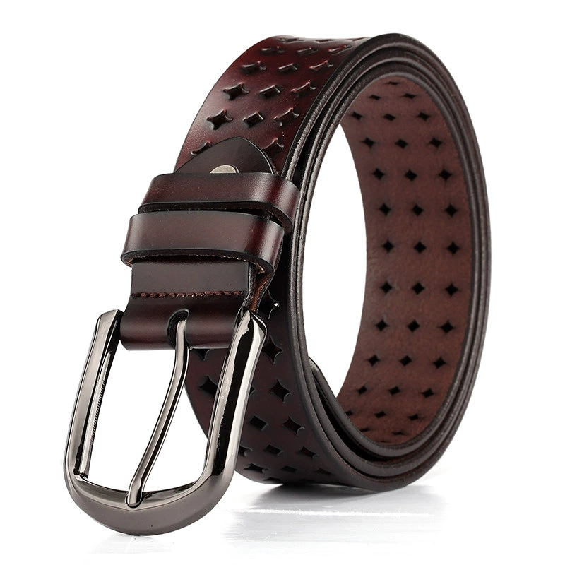 Fashionable leather belt for leisure, universal trousers, city style, genuine leather, wholesale
