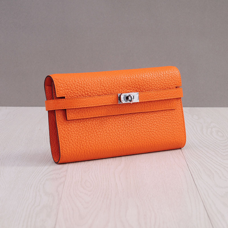 2025新款简约真皮钱包女长款头层牛皮手拿包荔枝纹时尚铂金凯莉包