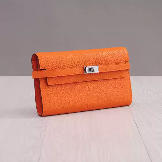 2026 New Minimalist Genuine Leather Wallet for Women Long Bifold Top-Layer Cowhide Clutch Bag Pebbled Grain Fashion Platinum Kelly Bag