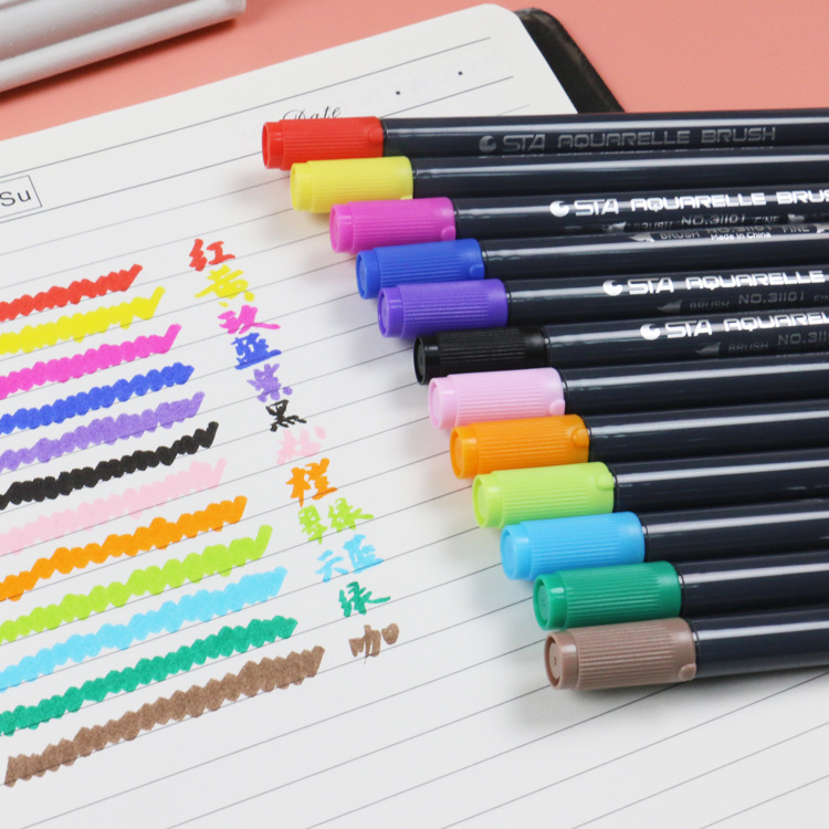 STA 3110 marcador a base de agua al por mayor 12 colores 24 colores 36 colores 48 colores 80 colores doble cabeza de pluma pintura pluma de color