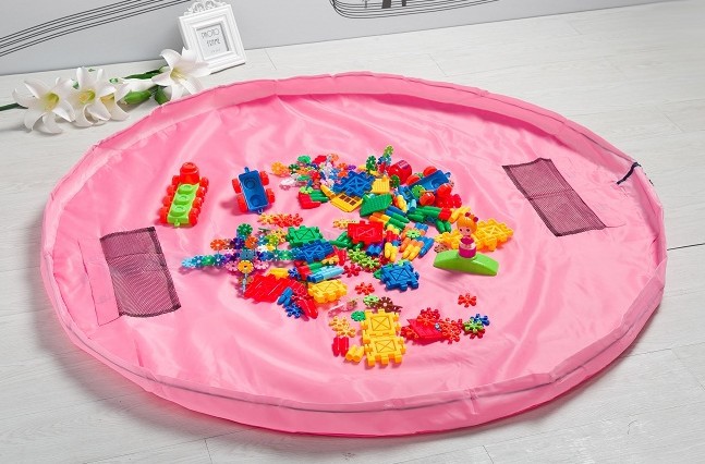 En stock de gran tamaño bebé bolsa de almacenamiento de juguetes cordón Toystoragbag bloques de construcción de los niños de acabado rápido estera de juguete