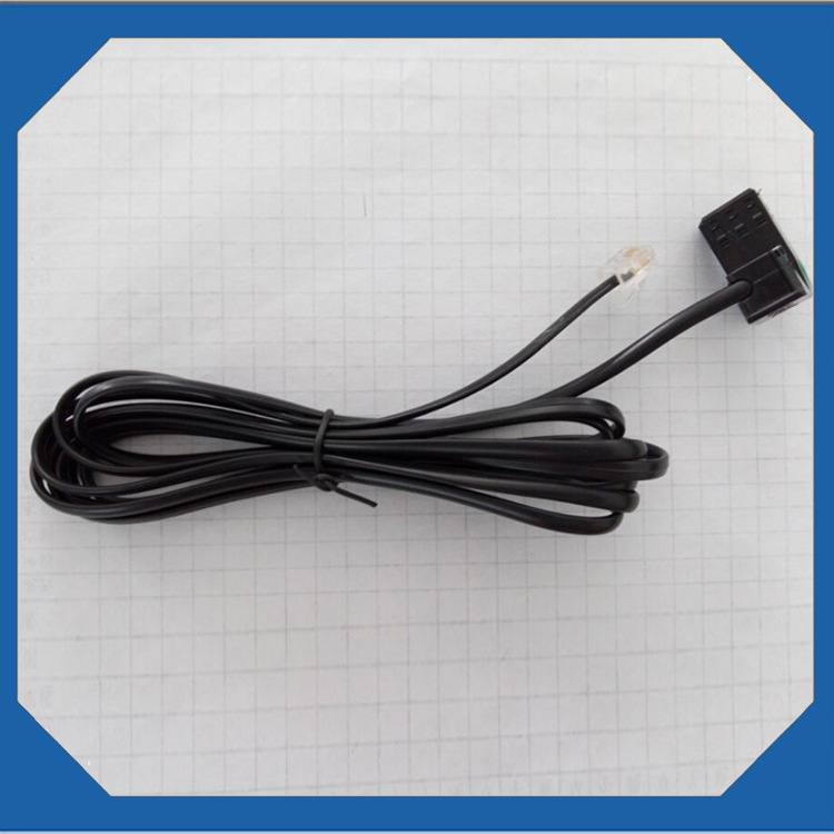 4芯黑色瑞士头电话线固定座机连接线RJ11延长线2米镀金头线