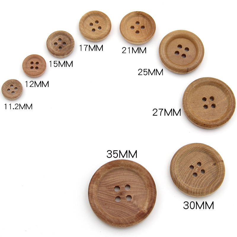 Factory spot Four -eye round side wood buckle natural button shirt…