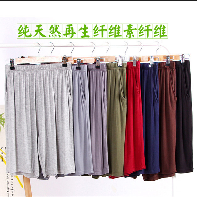 Summer Men's Modal Thin Home Pajamas, Sports and Leisure Men's Short Pajamas, Bamboo Fiber Five-Quarter Pants in Stock