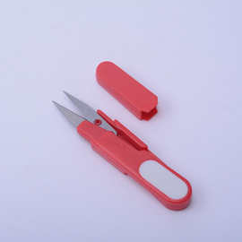 带帽U型塑料柄剪刀十字绣鱼线钓鱼铅皮剪子渔具配件不锈钢材质