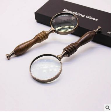 99168 популярная электронная коммерция из черного дерева с деревянной ручкой Ностальгический ретро Высококачественный портативный подарок металлическое увеличительное стекло за рубежом