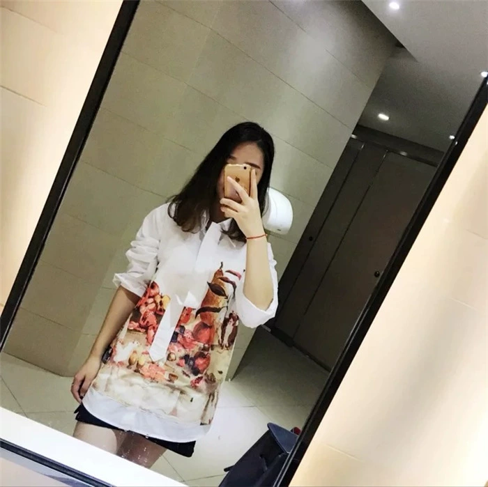 Фрукты напечатаны свободные Плиссированные рубашки для любителей