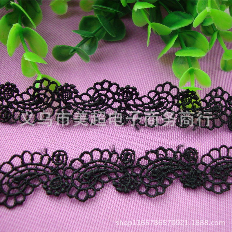 现货刺绣花边镂空水溶涤纶 多色发饰帽饰服饰裙边领口服饰辅料