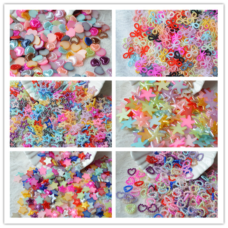 Beaded Color Pearl Five-pointed Star Bow Imitation Pearl Special-shaped Pearl diy Sticker Diamond Mobile Phone Case Material