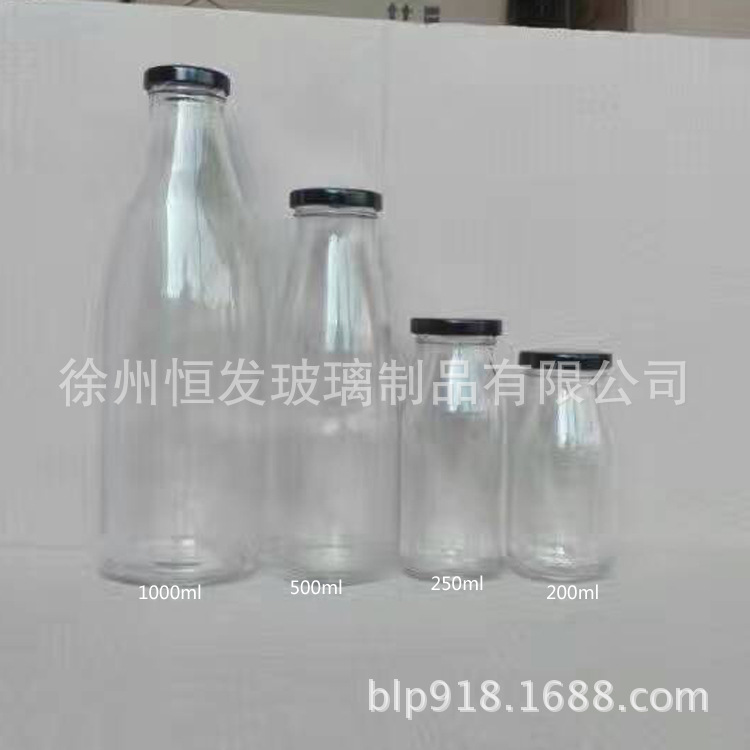 厂家批发250ml饮料玻璃瓶铁盖牛奶瓶500ml1000ml饮料瓶丝印logo