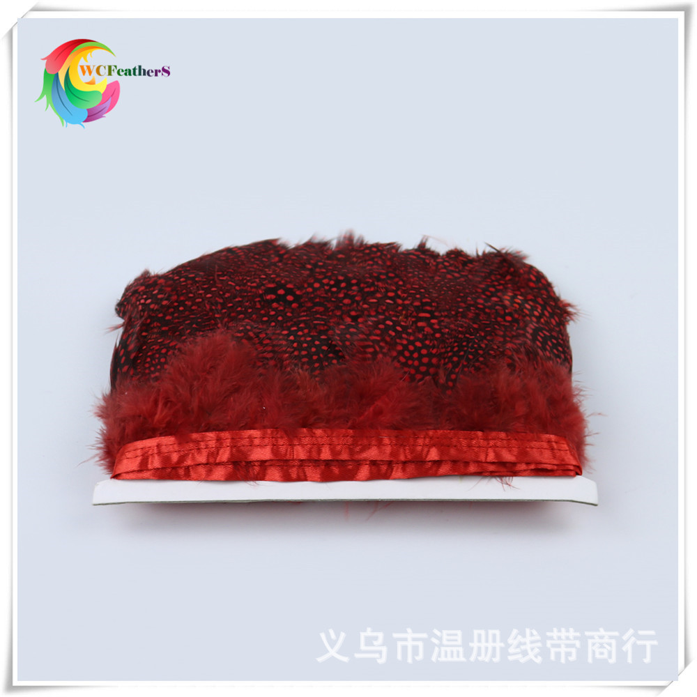 温册羽毛厂供应珍珠毛花边DIY服装设计羽毛裙边多色大红色现货