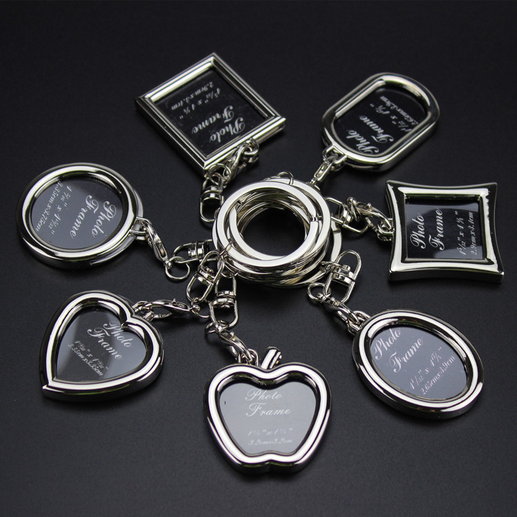 Exquisite Keychain Metal Mini Photo Frame Keychain Big Head Sticker Photo Studio Activity Small Gift Laser