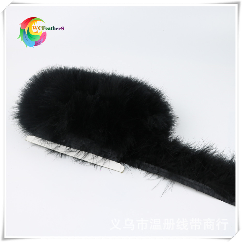 现货批发DIY羽毛裙边羽毛布边布条布带婚纱服装辅料黑色10米起拍