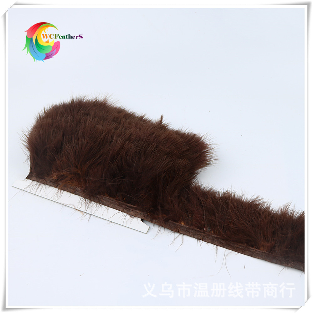 温册羽毛供应各色火鸡毛血管绒布边服装鞋帽线衣配羽毛咖啡色现货