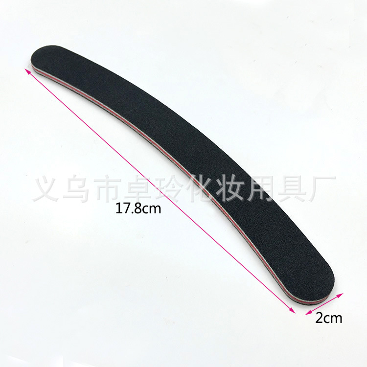 Ventas directas de fábrica lima de uñas curva corazón rojo tablero de goma papel de lija negro tira de frotamiento plátano pulido palo resistente al desgaste manicura