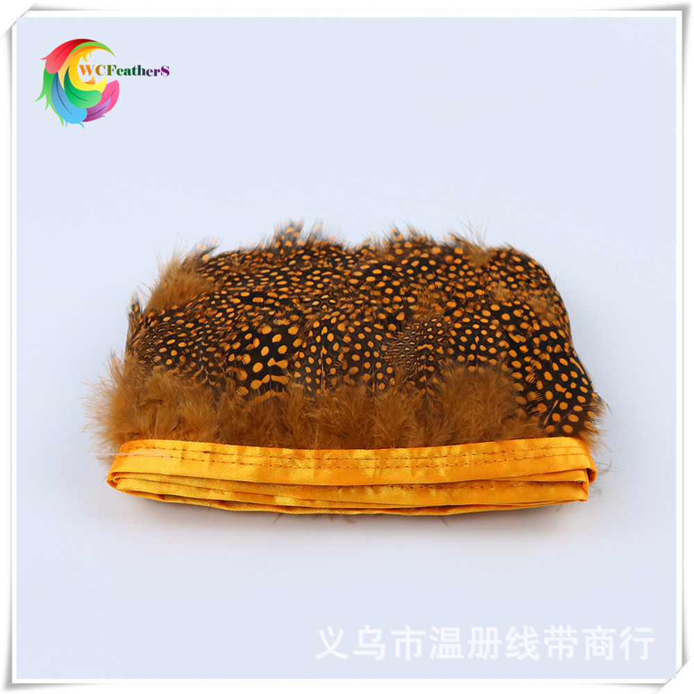 厂家直供染色珍珠毛布带珍珠毛布边桔色现货价格从优捕梦网挂饰