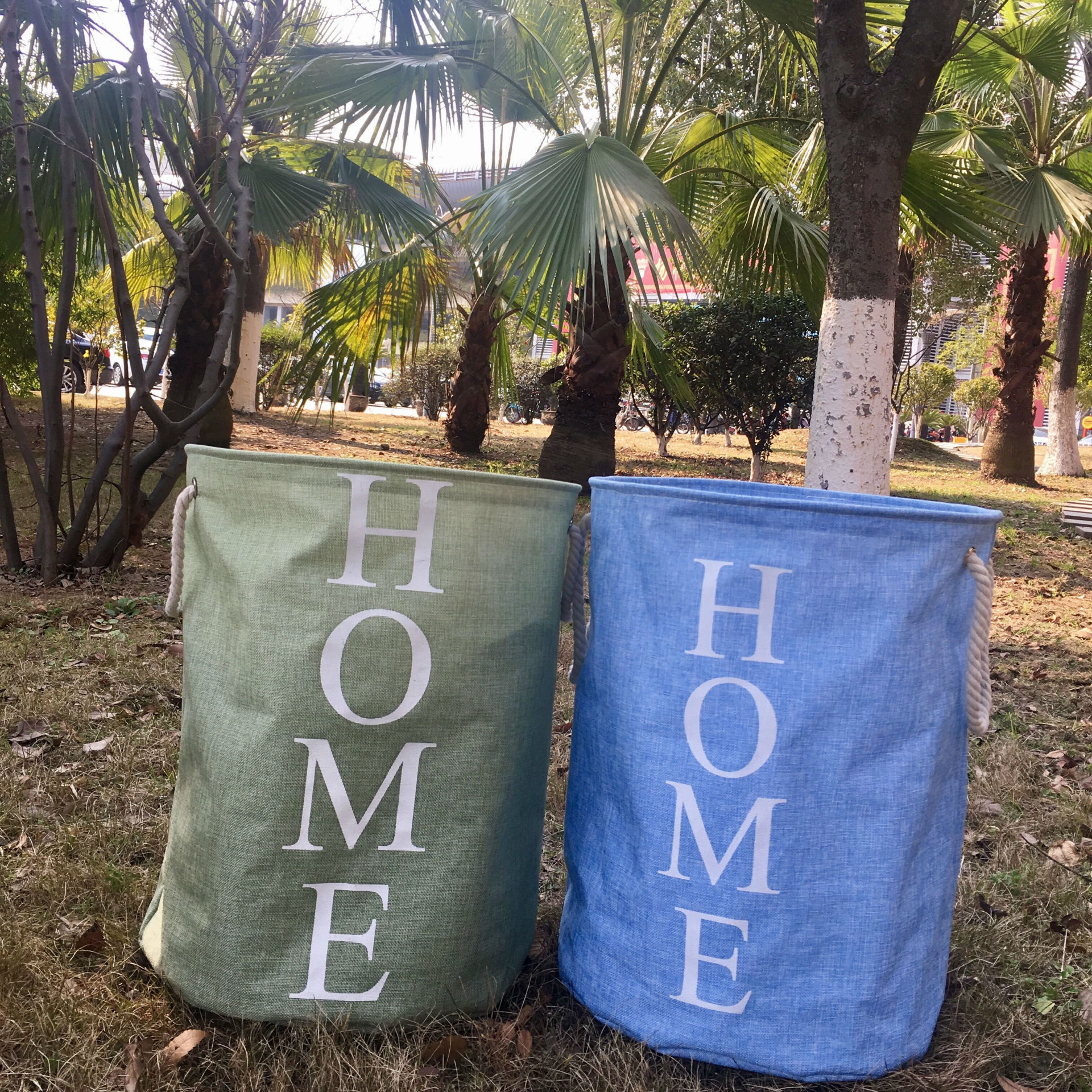 Cestas de almacenamiento de algodón y lino de estilo japonés/coreano, cestas de lavandería impermeables, cubos de almacenamiento plegables.