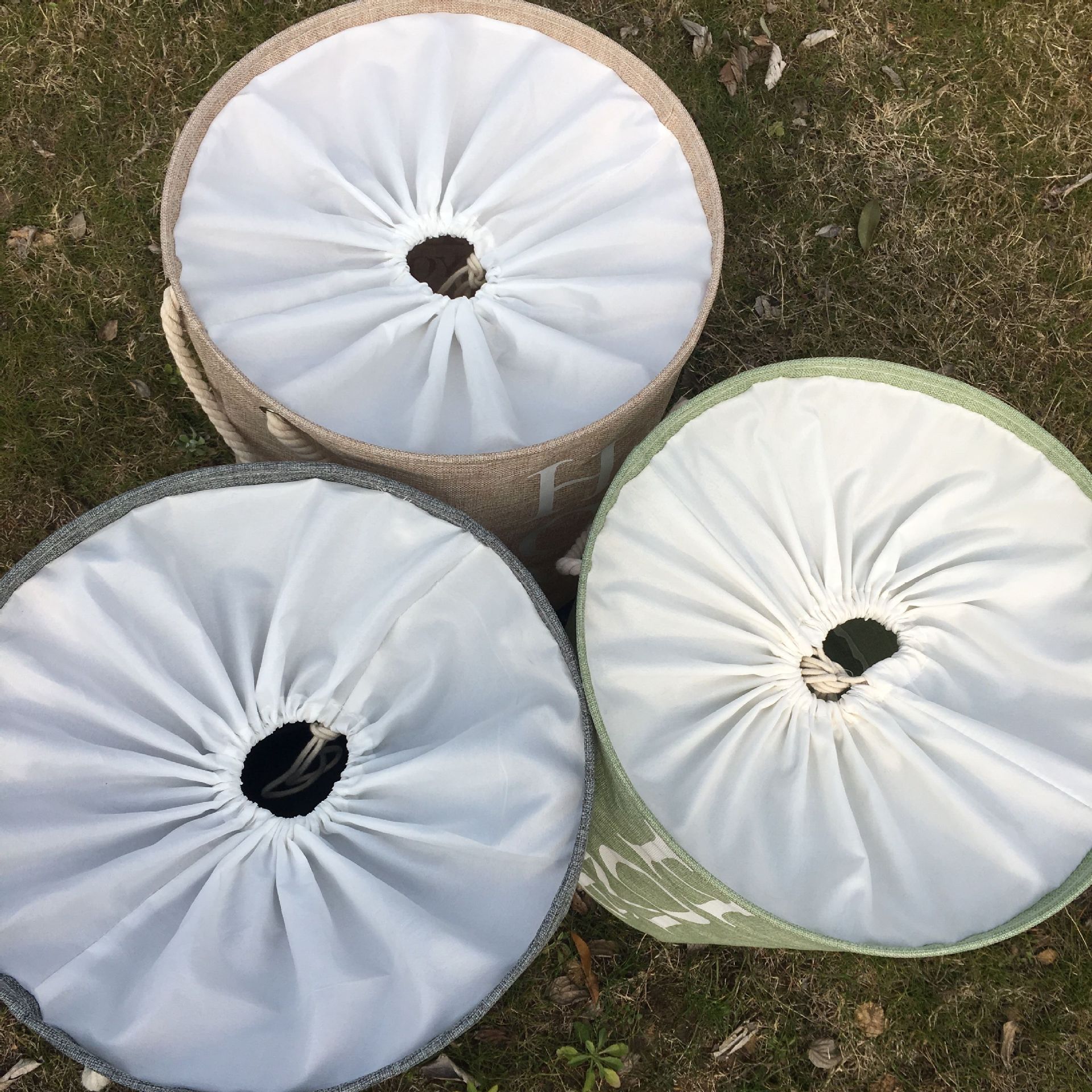 Cestas de almacenamiento de algodón y lino de estilo japonés/coreano, cestas de lavandería impermeables, cubos de almacenamiento plegables.