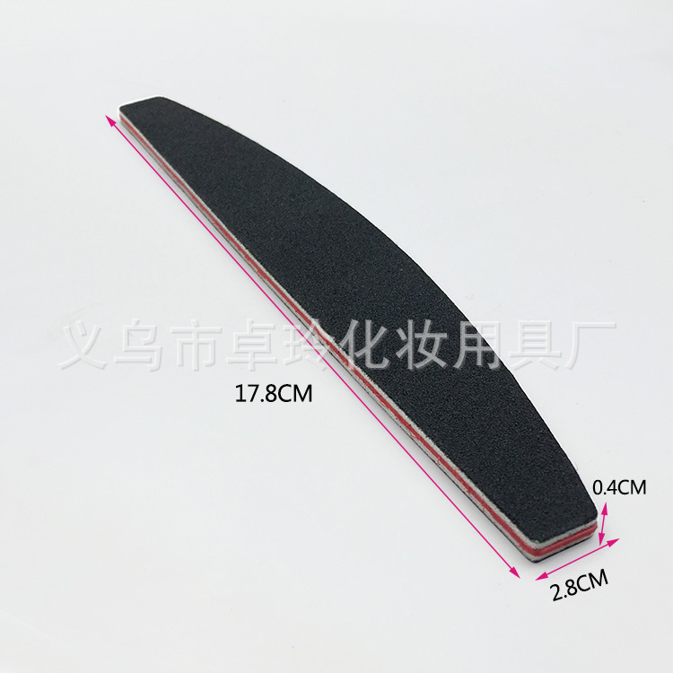 Ventas directas de fábrica media luna lima de uñas negra en forma de cuchillo tira de molienda de doble cara manicura recorte de uñas frotar resistente al desgaste