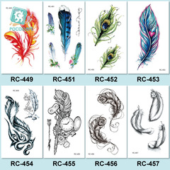 跨境防水小清新紋身貼彩色羽毛信箭個性時尚紋身圖案廠家直銷批發