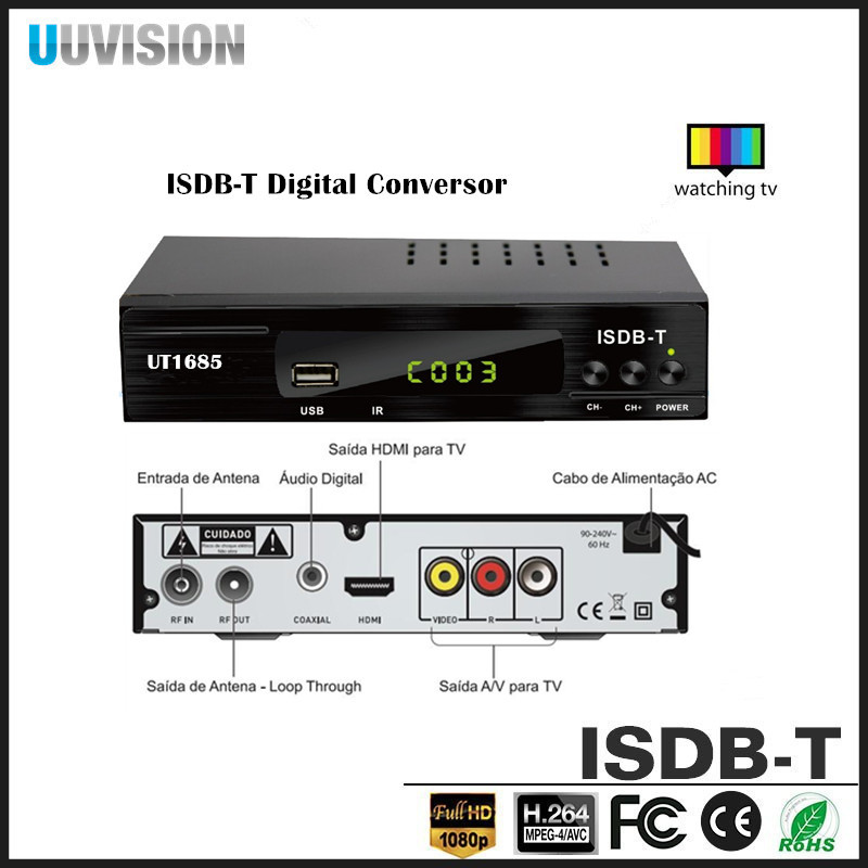 Isdbtconversor Brazil South America Philippines Japan Terrestrial Digital Set-Top Box Hd Playback for Home Use