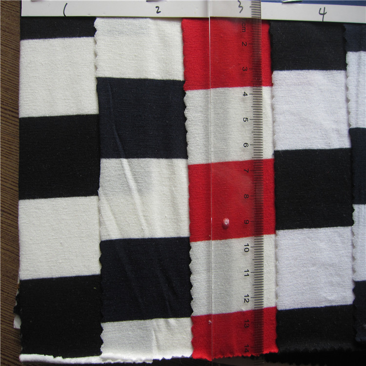 纯棉拉架 0.3cm色织彩条横间针织休闲T恤衫面料单面条纹汗布