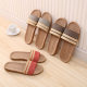Spring and summer cotton linen indoor and outdoor linen lovers home basin bottom rubber wood floor cotton linen slippers