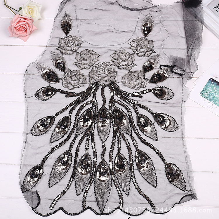 衣服全棉logo定 制 孔雀图腾 电脑绣花 家纺辅料 厂家供应