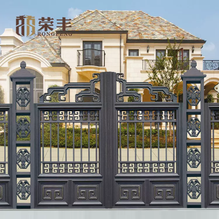 厂家批发铝艺大门 小区入户庭院大门 铝合金双开门 别墅防盗大门